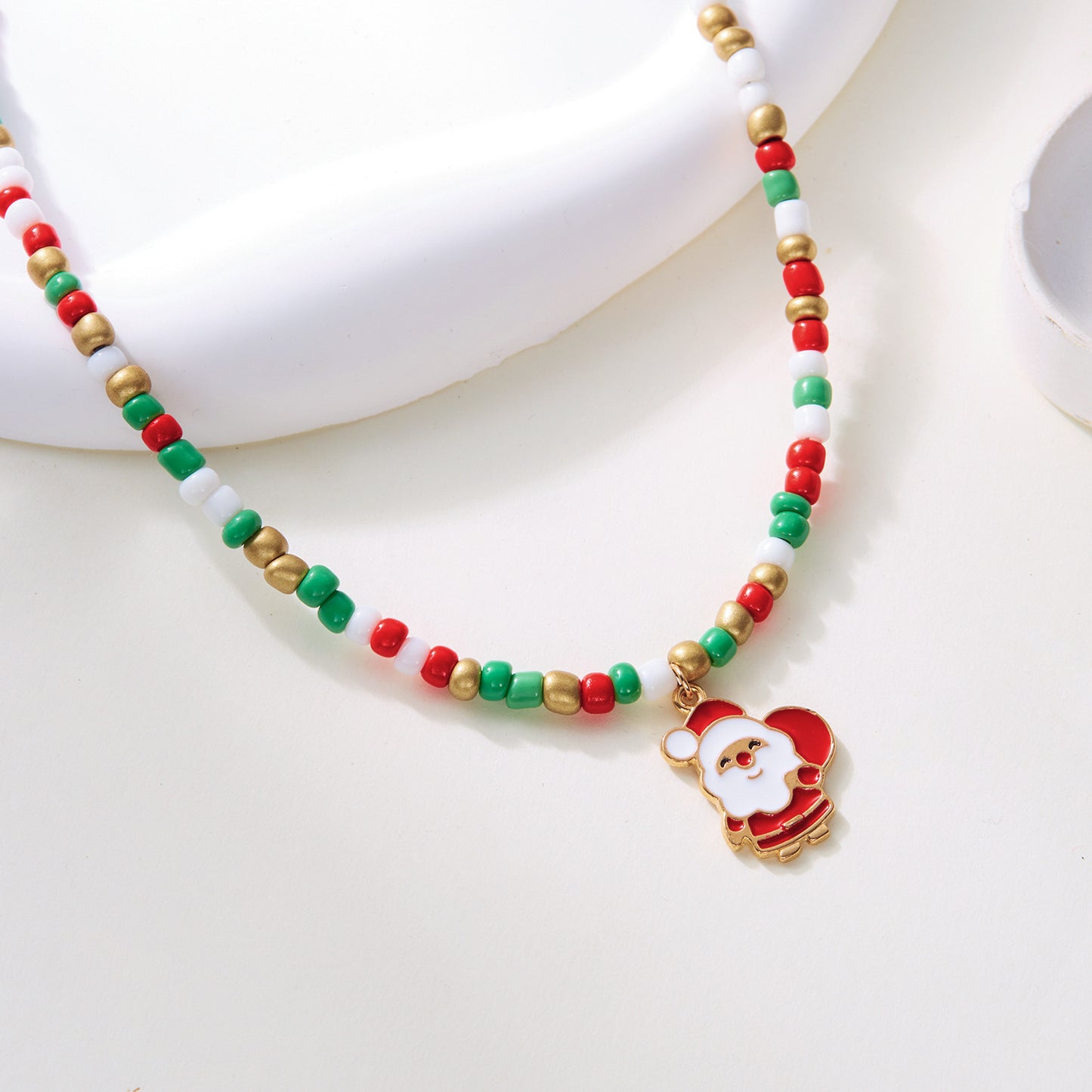 Women's Christmas Bead Fashion Santa Claus Tree Necklaces