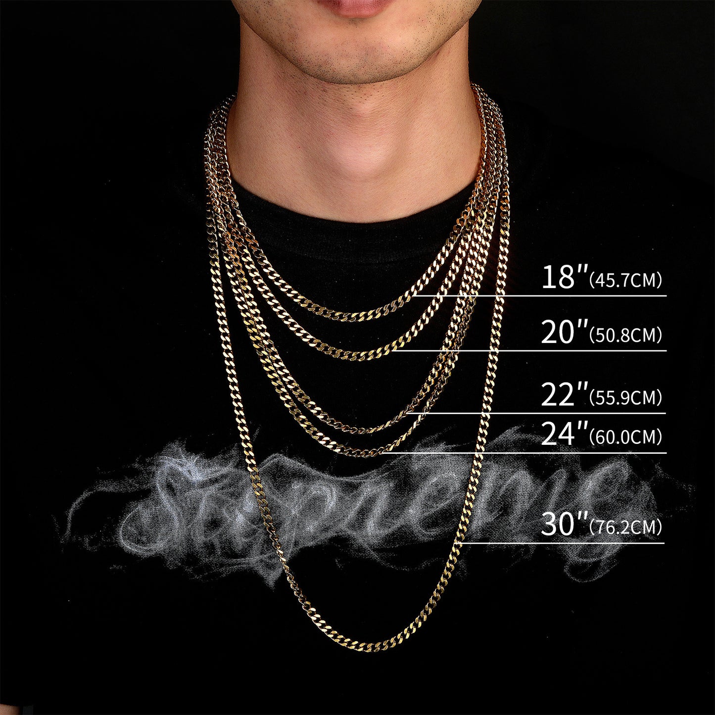 Men's Hop Six-sided Grinding Stainless Steel Cuban Link Necklaces