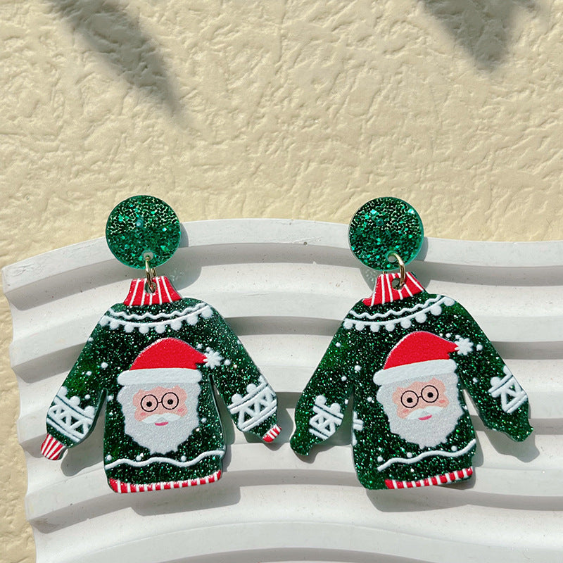 Ear Cute Cartoon Santa Claus Elk Earrings