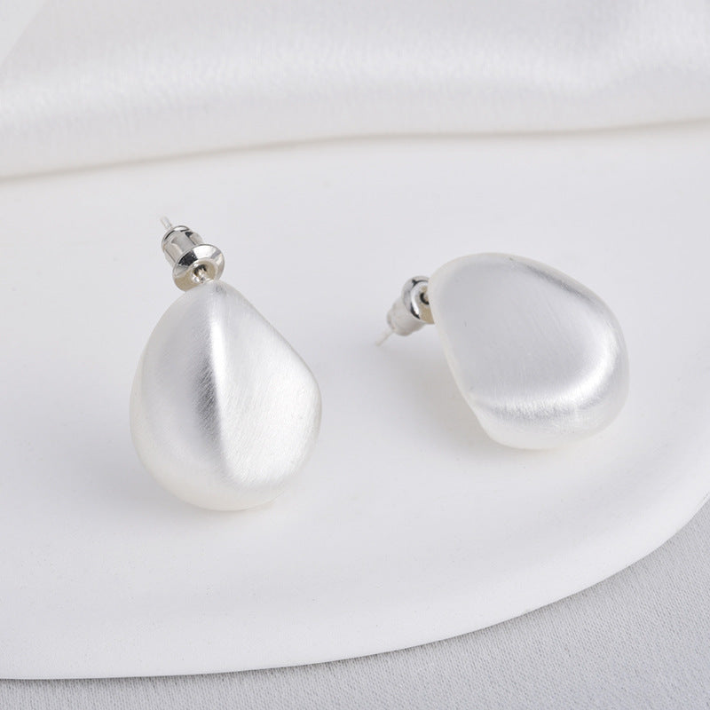 Irregular Metal Brushed Water Drop Ear Earrings