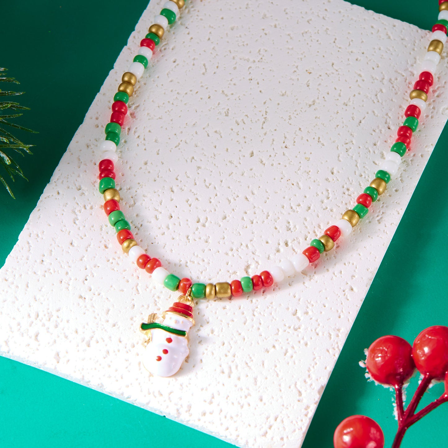 Women's Christmas Bead Fashion Santa Claus Tree Necklaces