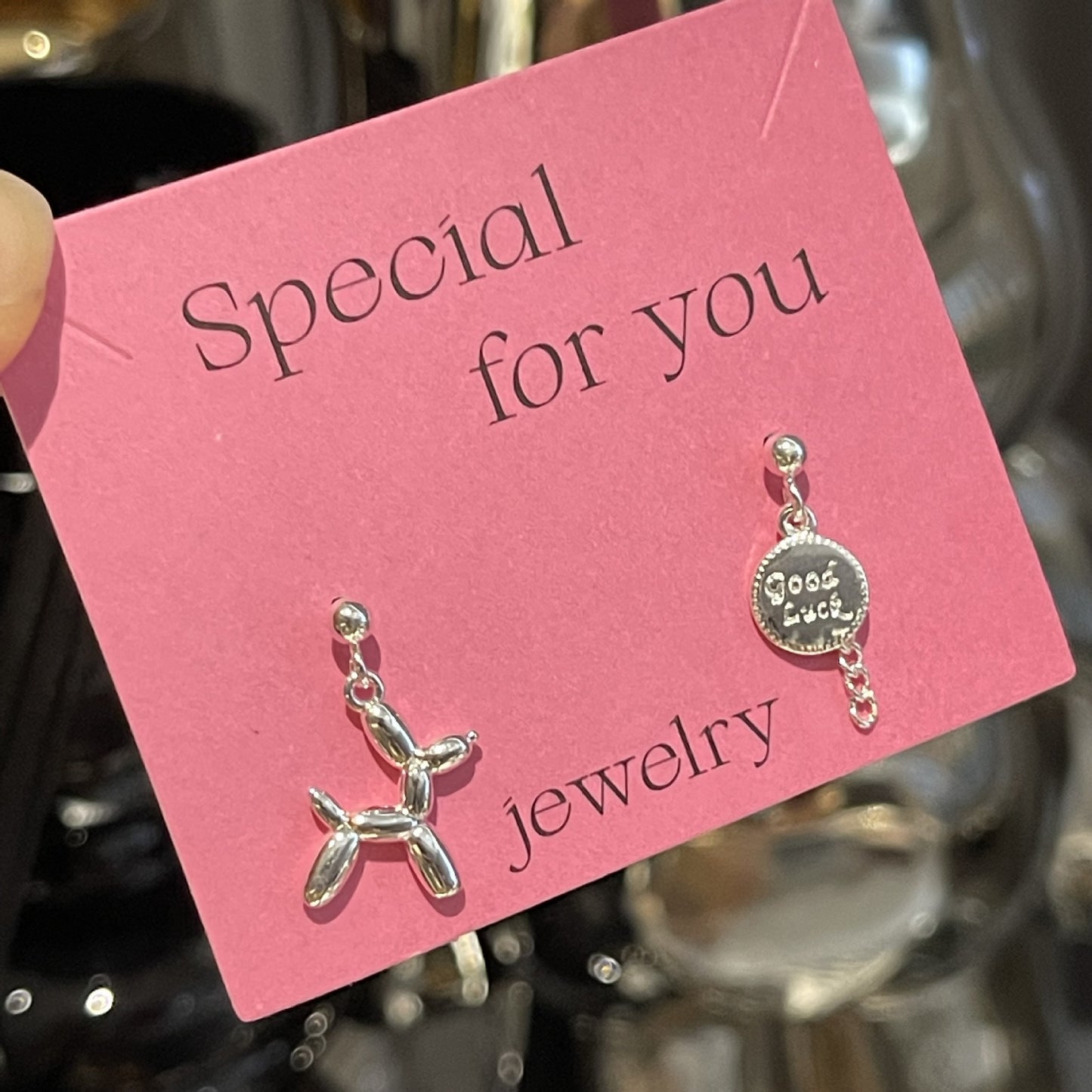 Women's Korean Style Sier Balloon Dog Asymmetric For Earrings