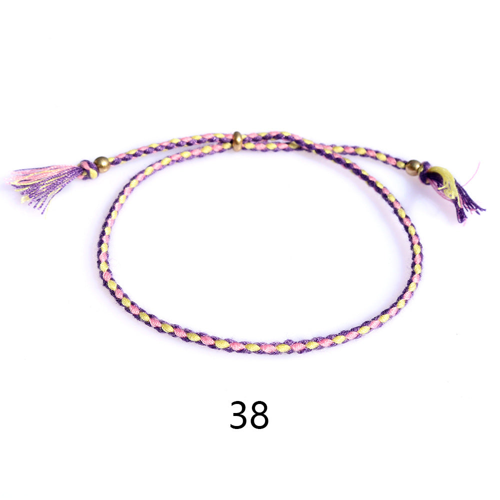Women's & Men's Colorful Cotton String Friendship Copper Bead Bracelets