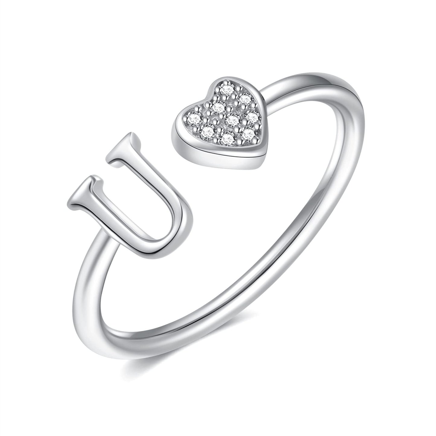 Name First Letters Stackable Zircon Adjustable Rings