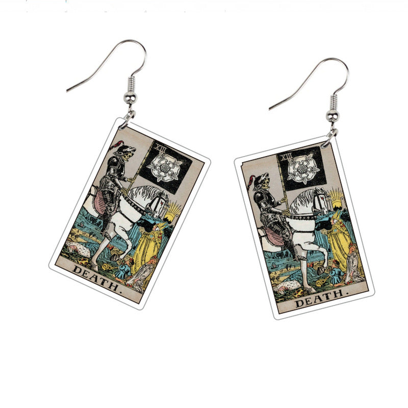 Acrylic Printing Double-sided Vintage Tarot Designer Earrings