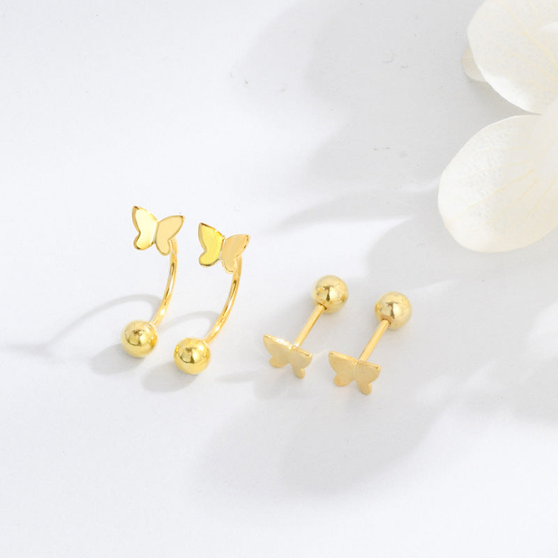 Butterfly Screw Kind Of White Fungus Earrings