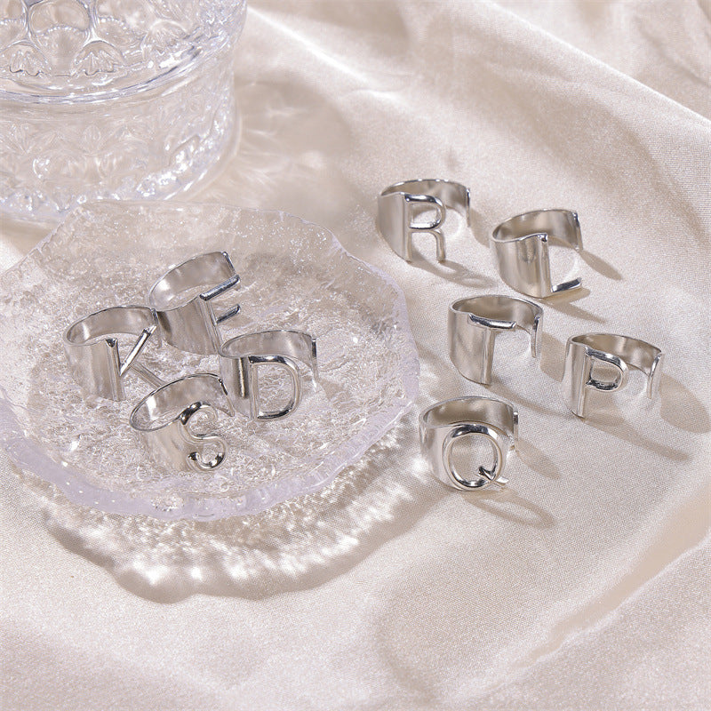 Letters Female Style Fashion Knuckle Personality Vintage Stainless Rings