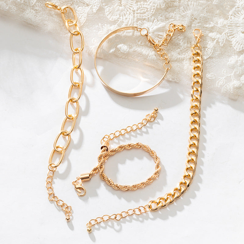Women's Hip Hop Alloy Cuban Simple Hand Bracelets