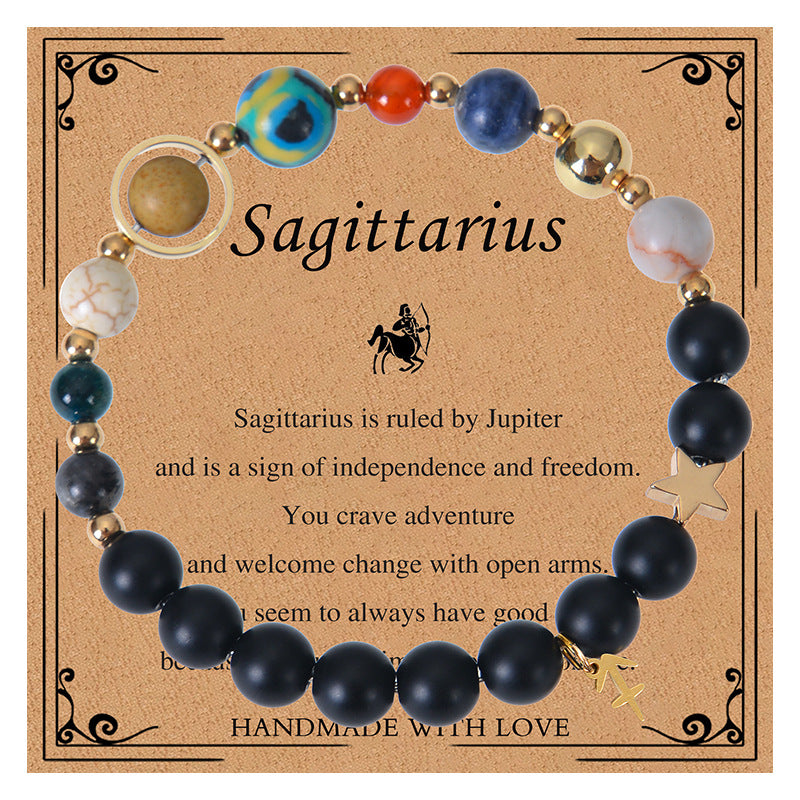 Frosted Stone Beaded Eight Planets Constellation Bracelets