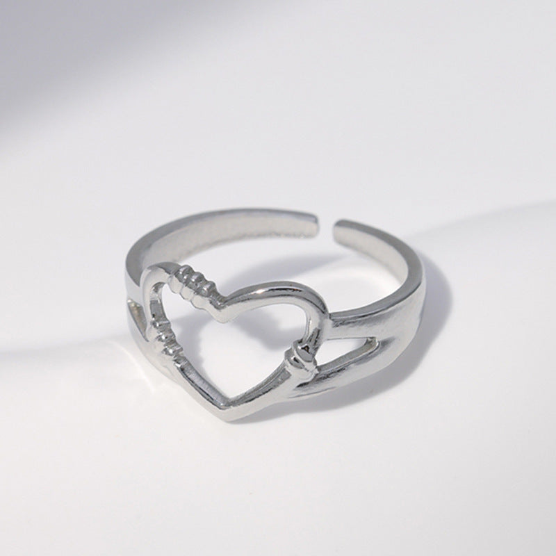 Female Open Heart Style Simple Fashion Rings
