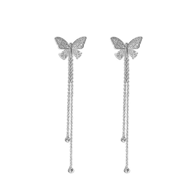 Simple One Style For Diamond Butterfly Fairy Tassel Earrings