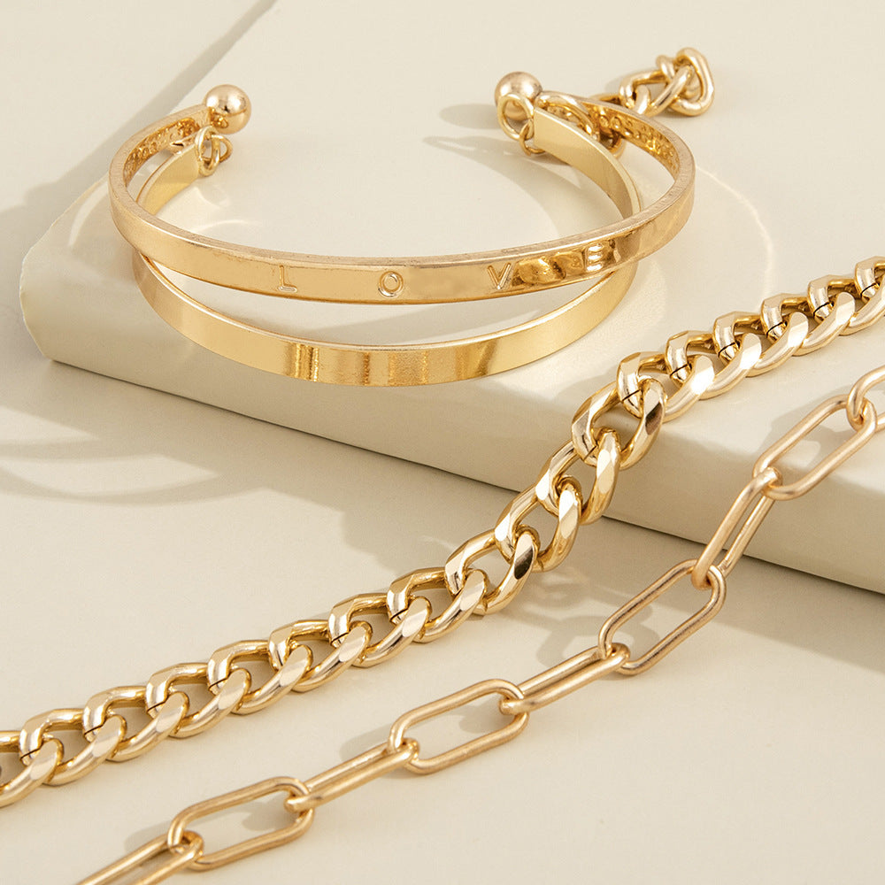 Ornament Style Simple Design Punk Letter Bracelets