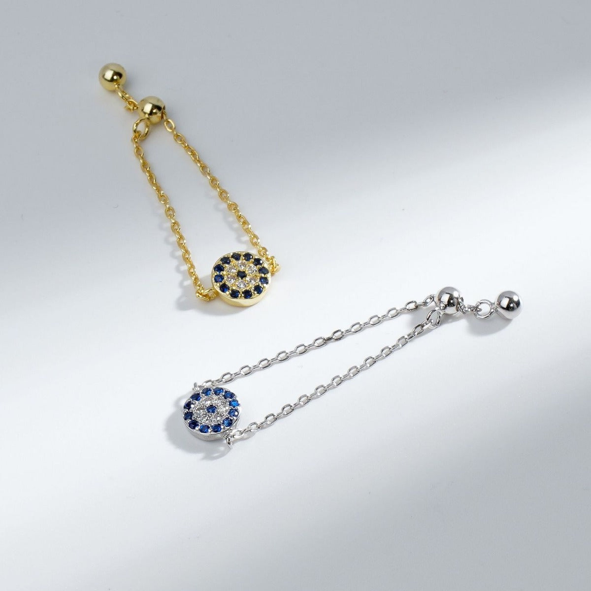 Gold-plated Round Diamond Blue Eye Fashion Rings