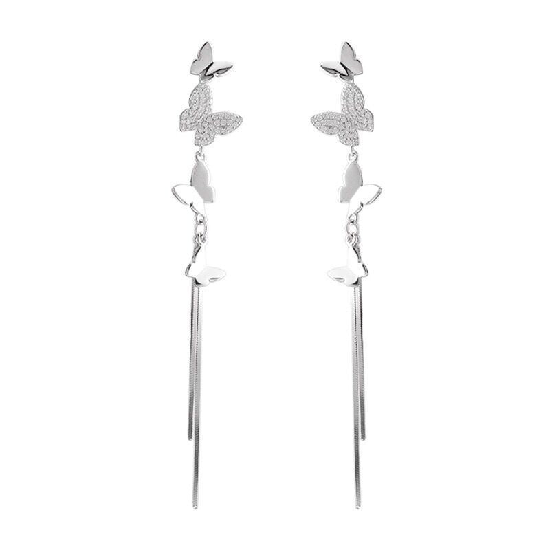 Light Luxury Butterfly Tassel Female Temperament Long Wild Personality Earrings
