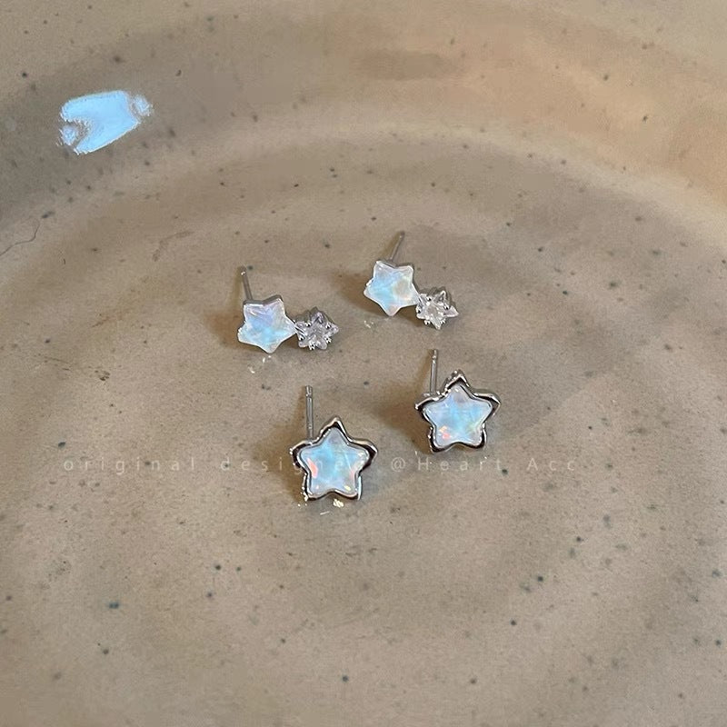 Bright Star Blue Zircon Sier Female Earrings