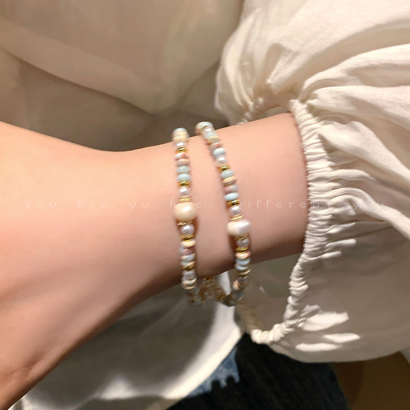 Natural Pearl Stone Colorful Beaded Niche Retro Bracelets