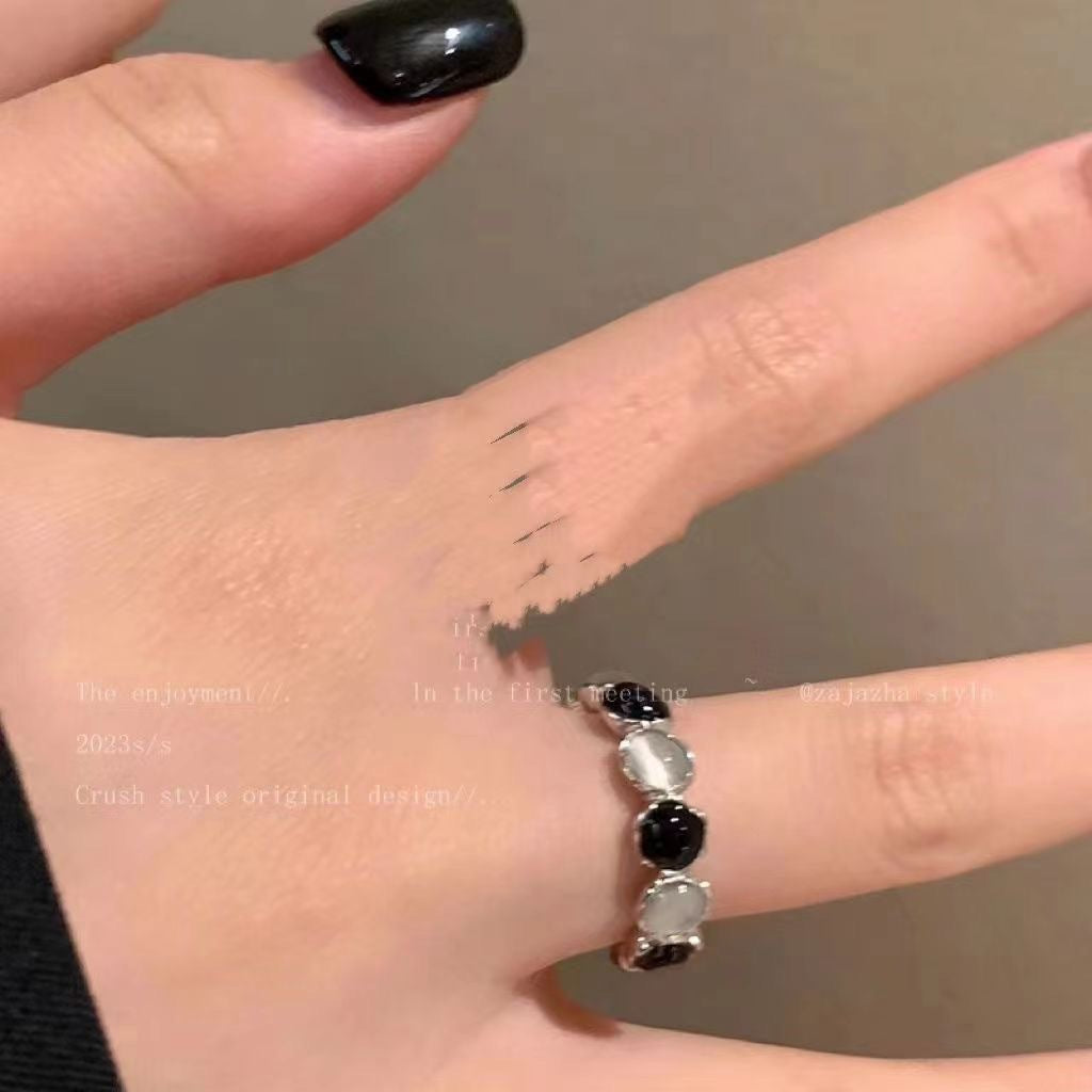 Contrast Color Opal Female Fashion Personality Couple Index Finger Rings