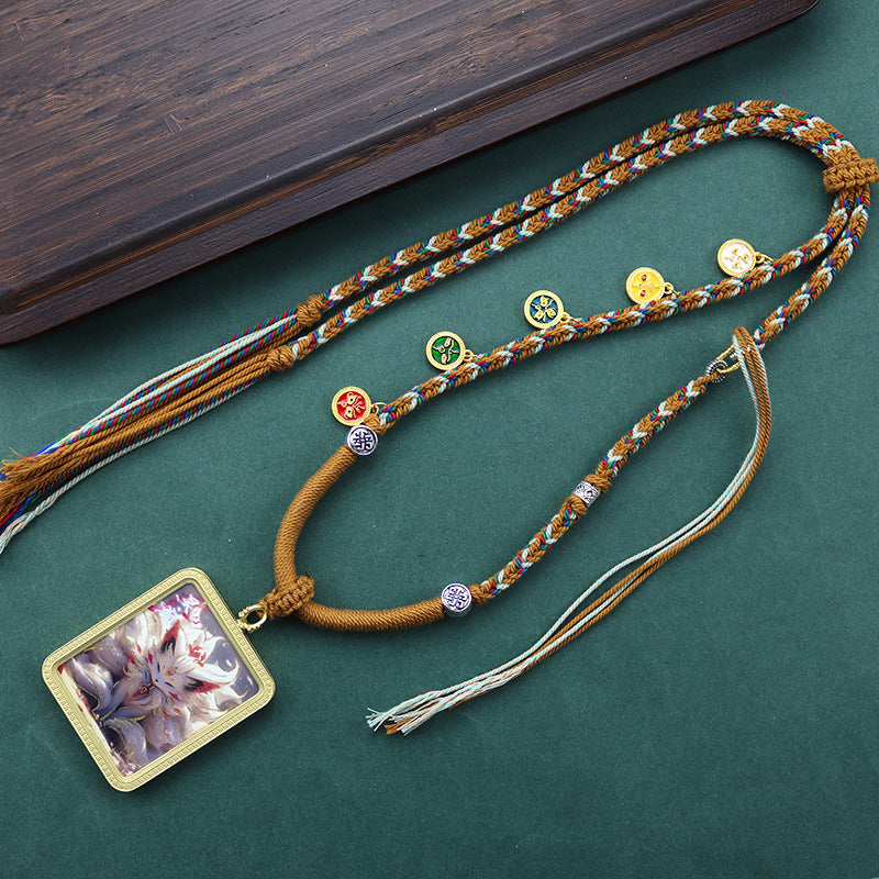 Hand Painted Golden Outline Eight Patron Necklaces