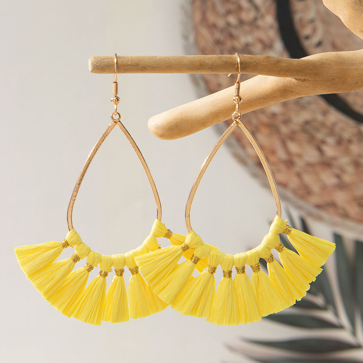 Women's Style Woven Raffia Design Sense Niche Earrings