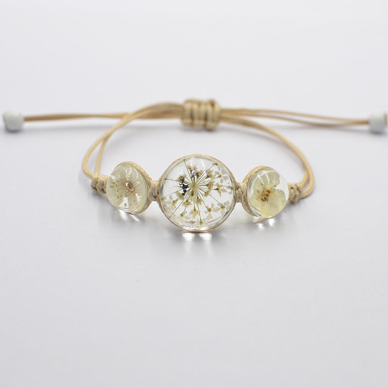 Women's Simple Hand-woven Jewelry Dried Flower Ceramic Bracelets