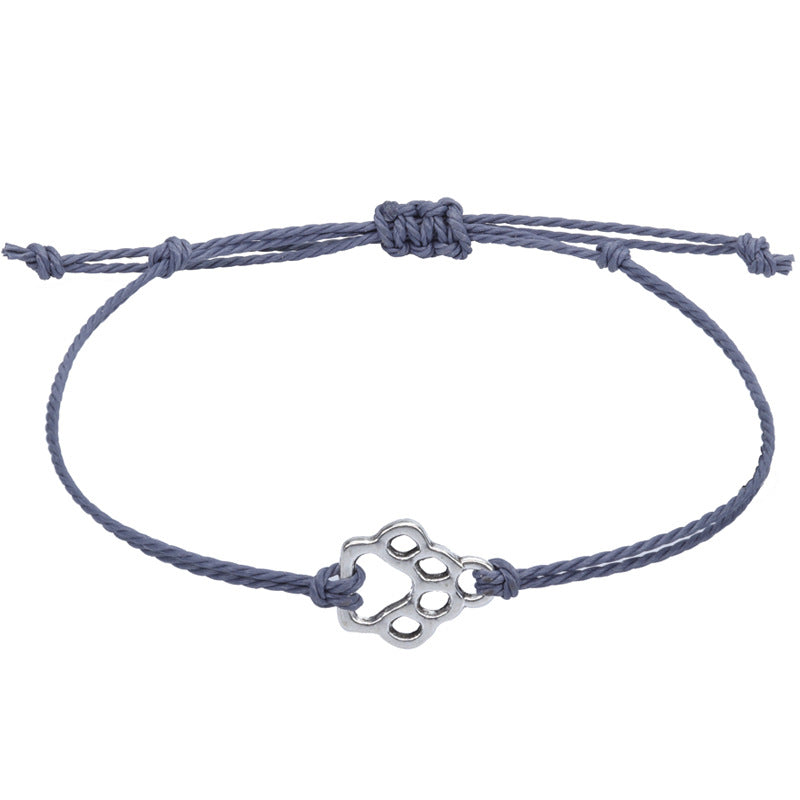 Women's Cat Dog Paw Prints Wax Line Bracelets