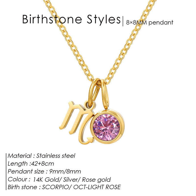 Women's Birthstone Twee Constellation Light Luxury Color Pendants