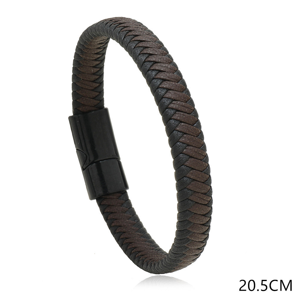 Men's Leather Hand-woven Simple Casual Magnetic Snap Bracelets