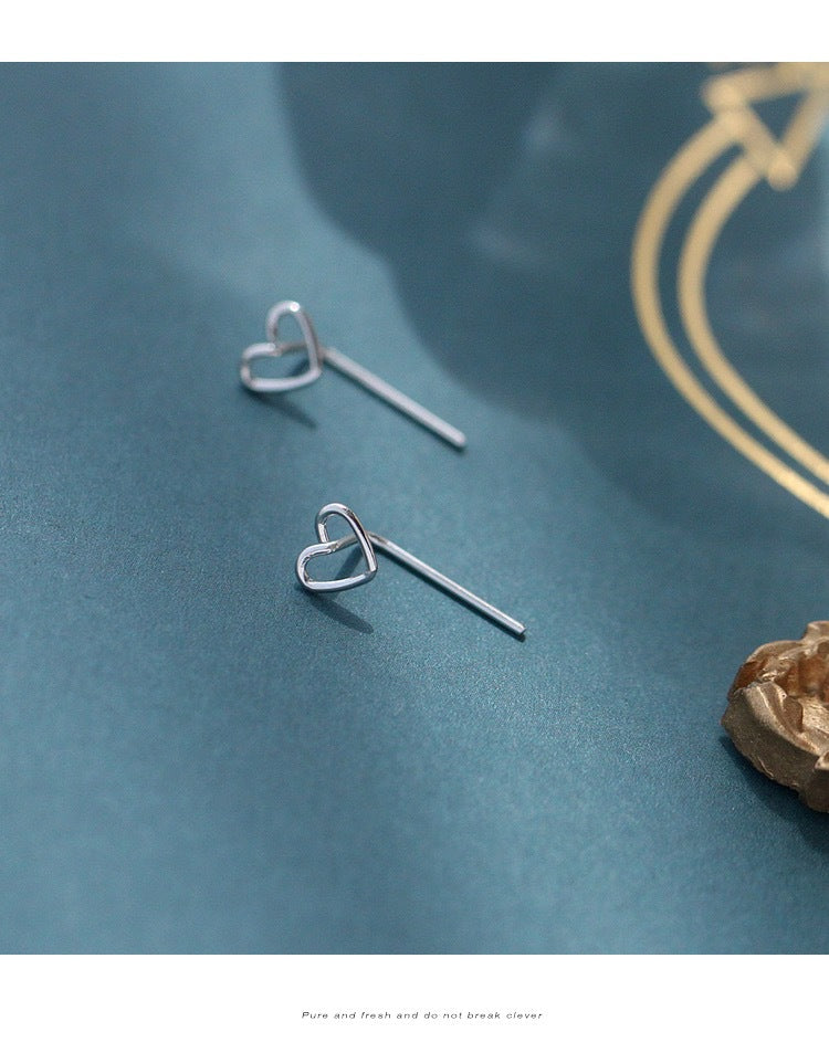 Female With Hearts Ear Bar Simple Stick Earrings
