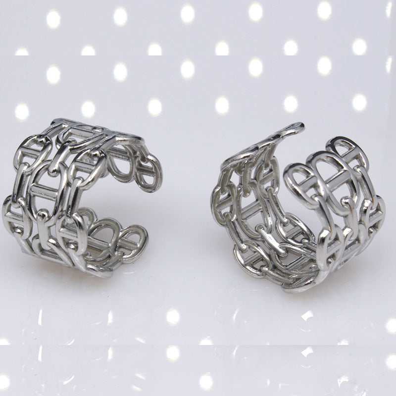 Women's & Men's Chain Titanium Steel Hip Hop Ear Rings