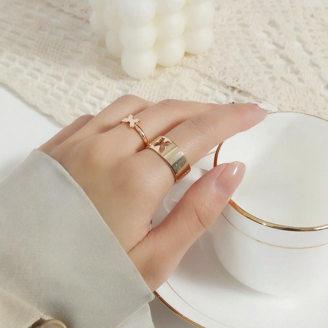 Women's Butterfly Suit Simple Cold Style Couple Love Rings