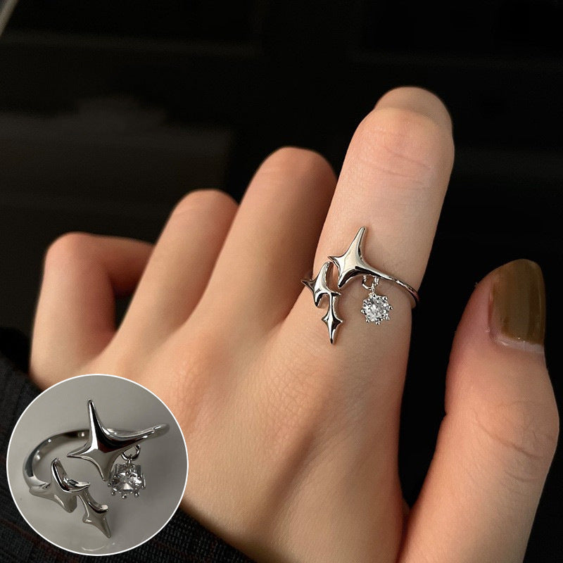 Women's Sugar Retro Fashion Geometry Pattern V-shaped Open Hip Hop Rings