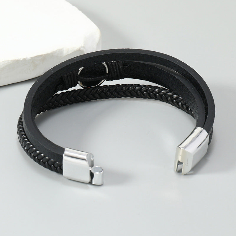 Men's Weaving Simple Trendy Fashion Magnetic Buckle Bracelets