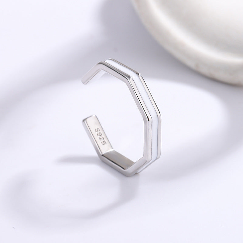 Fashionable Simple Elegant Black White Couple Personalized Minority Design Rings