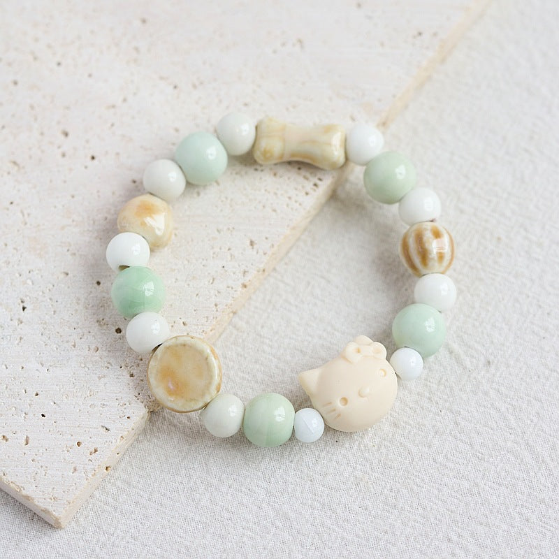 Women's Dopamine Color Ceramic Ancient Style Beaded Bracelets