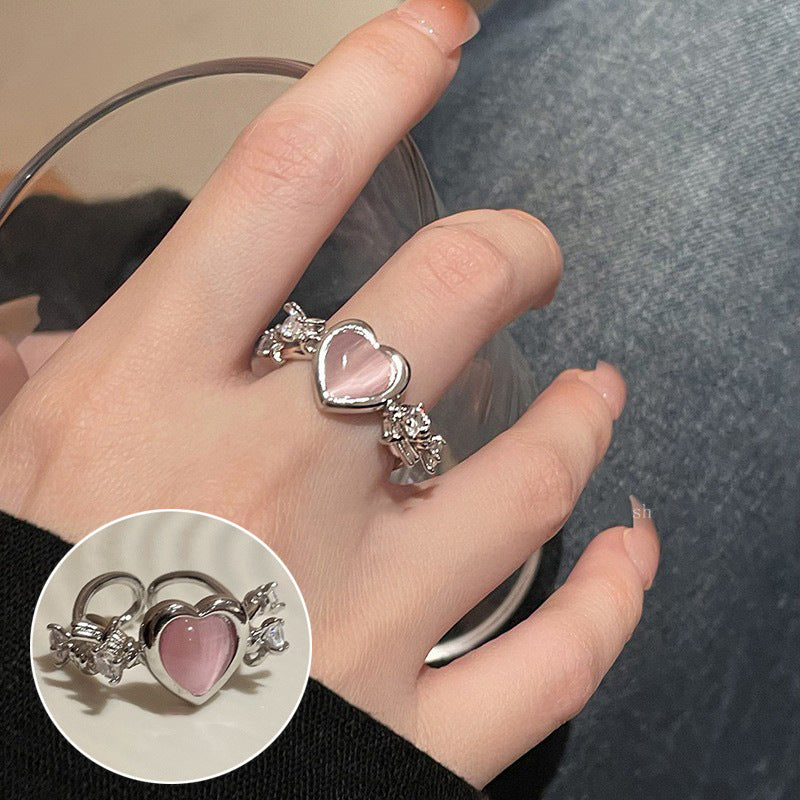 Women's Sugar Retro Fashion Geometry Pattern V-shaped Open Hip Hop Rings