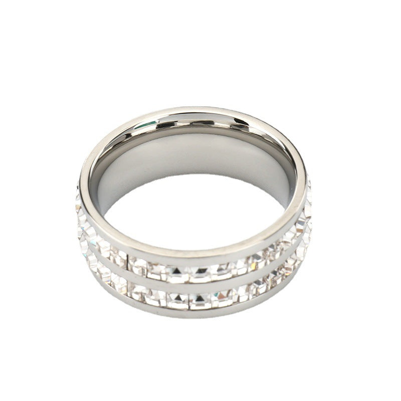 Titanium Steel Zircon Crystal Diamond Stainless Rings