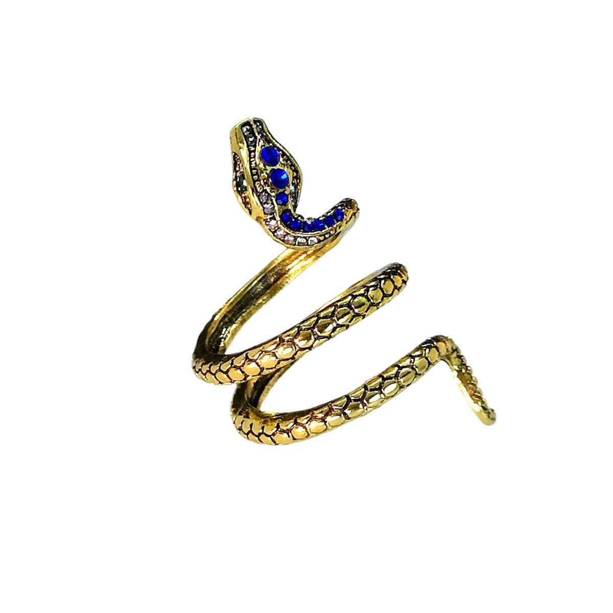 Creative Snake-shaped Sapphire Blue Zircon Unisex Rings