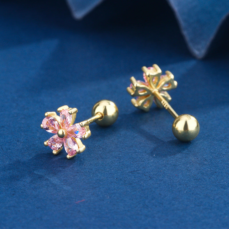 Sweet Peach Blossom Pink Zircon Mori Rings