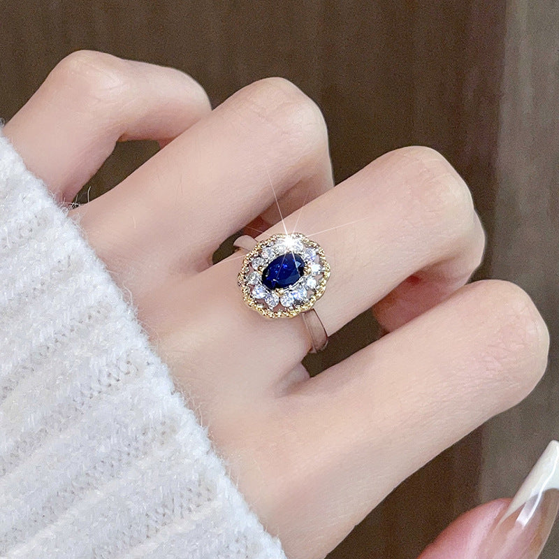 Zircon Open Brushed Light Luxury Niche Rings