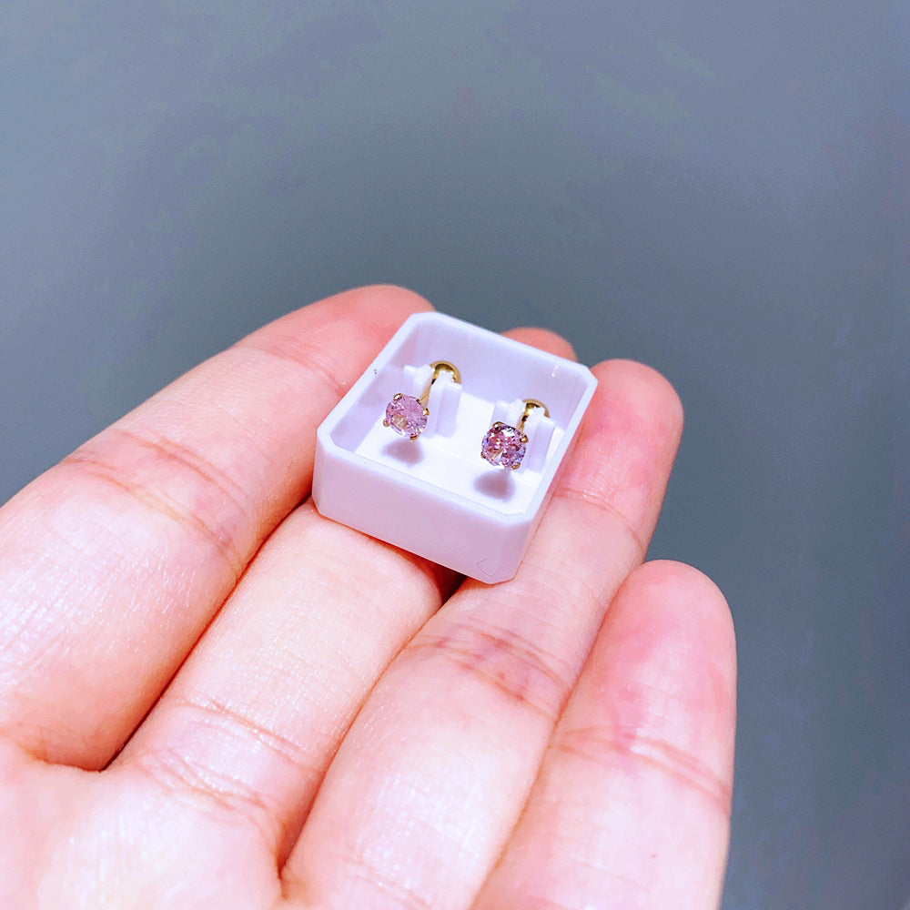 Women's Screw Tightening Buckle Simple Elegant Heart Earrings