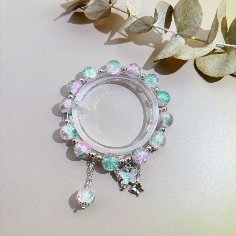 Beads Butterfly Sweet Glass Bead Elastic String Live Bracelets