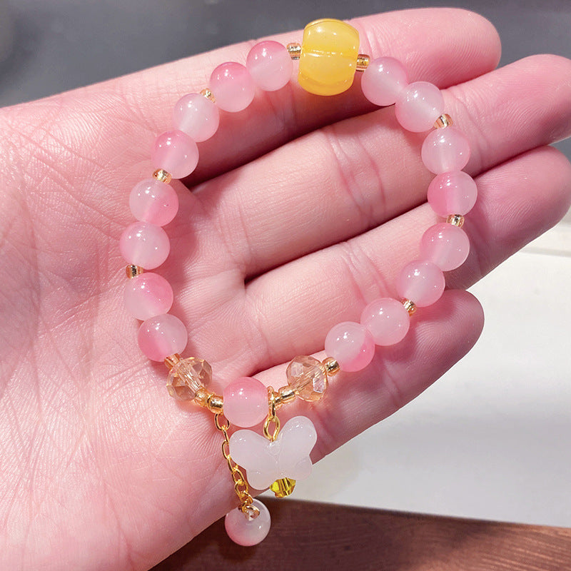 Children's Butterfly String Beads Cute Glaze Niche Bracelets