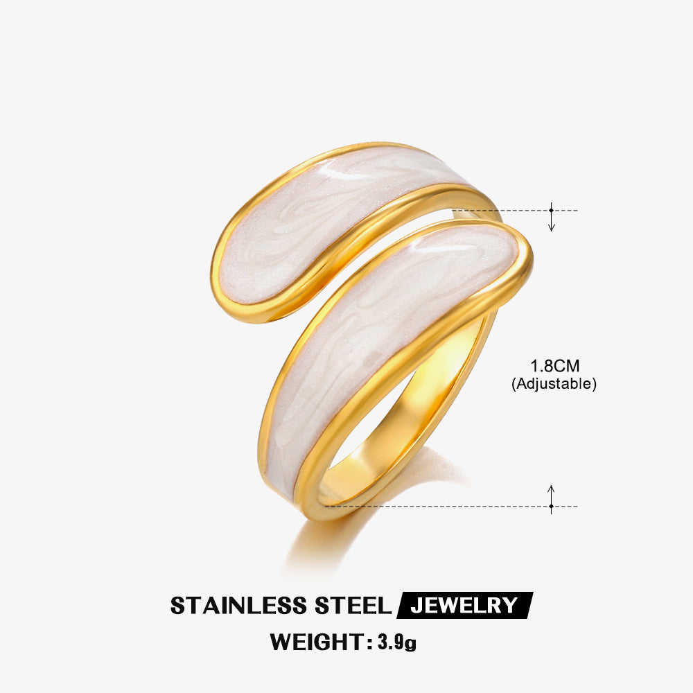 Women's Fashion White Dribble Sst Style Simple Rings