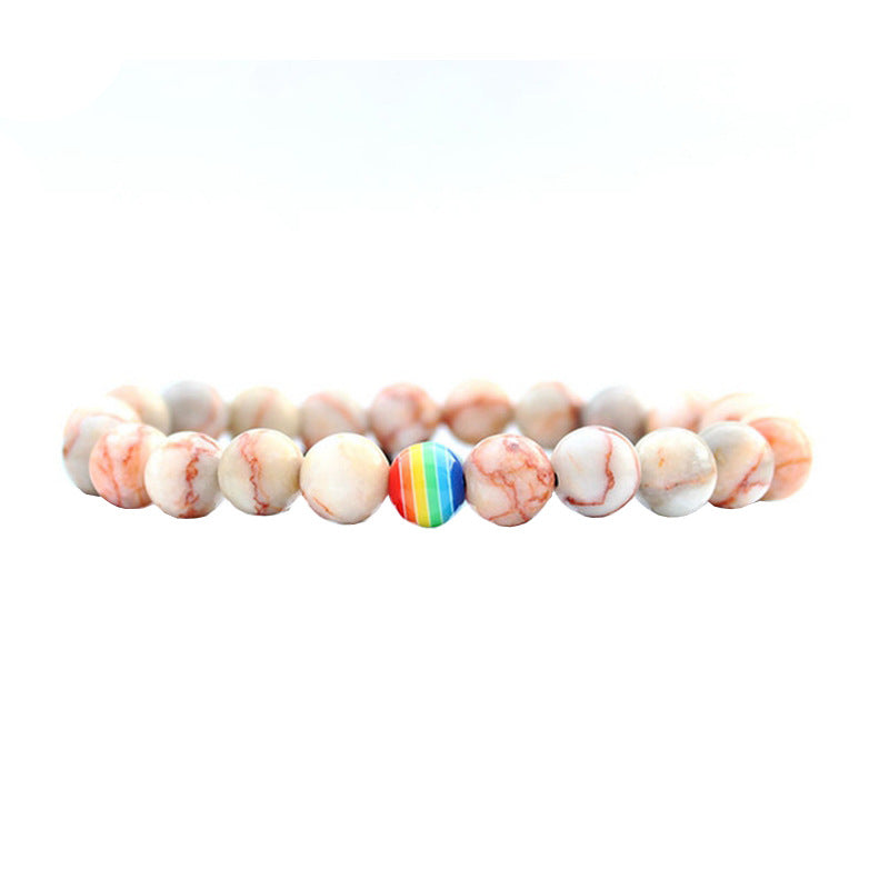 Women's Fashion Ornament Rainbow Beaded White Turquoise Bracelets
