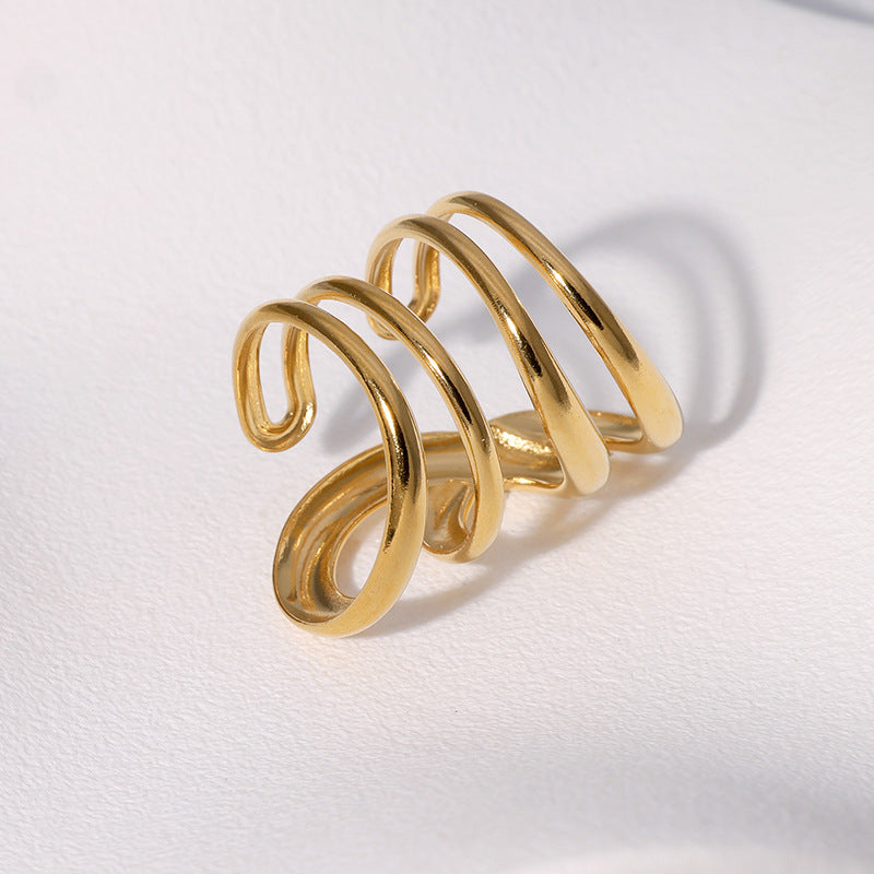 Cold Style Stainless Steel Open Line Rings