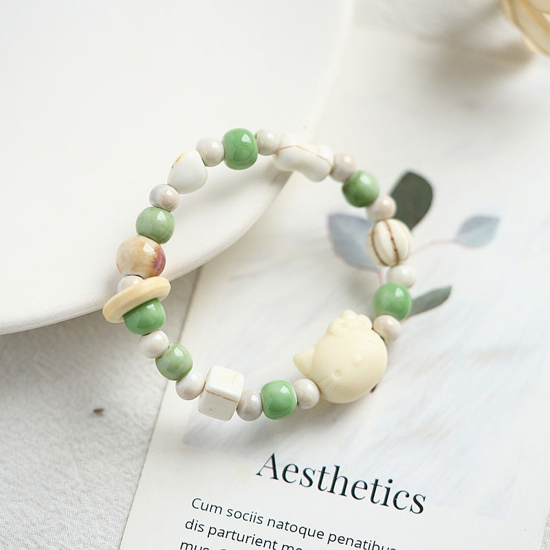 Women's Dopamine Color Ceramic Ancient Style Beaded Bracelets