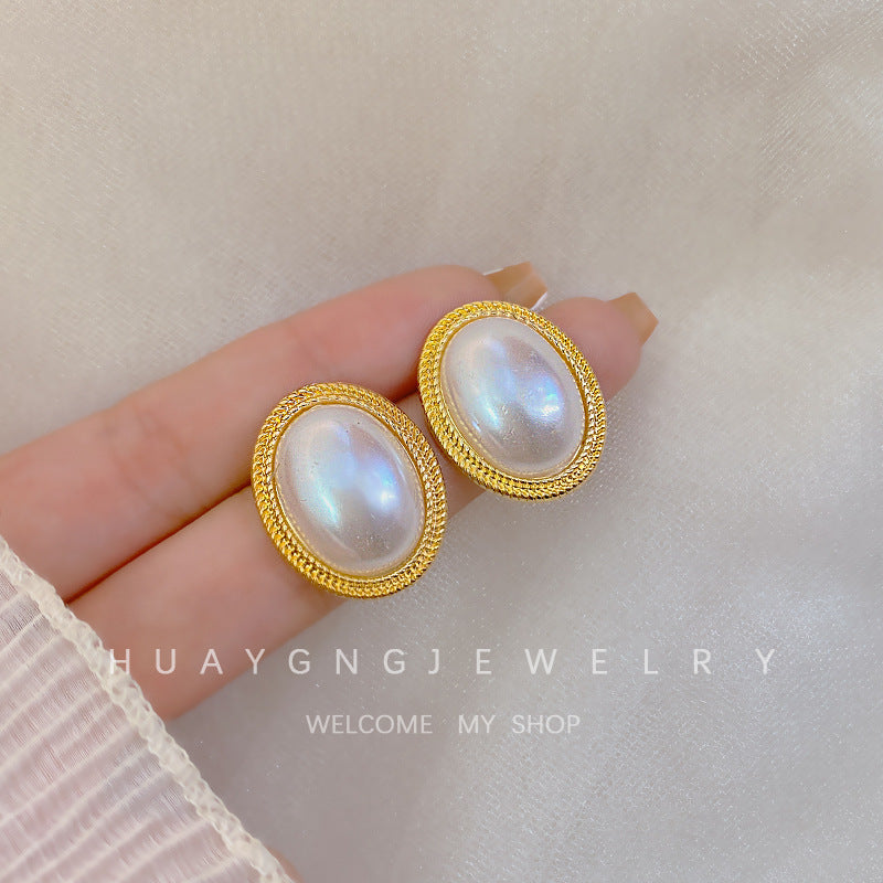 Women's Sier Needle Korean Style French Petite Retro Graceful Imitation Earrings
