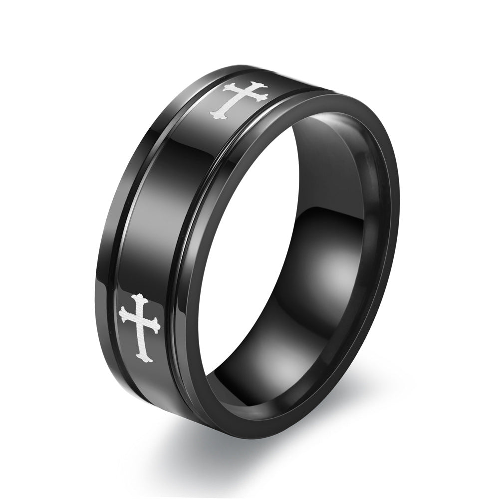 Men's Rotating Decompression Cross Titanium Steel Stainless Rings