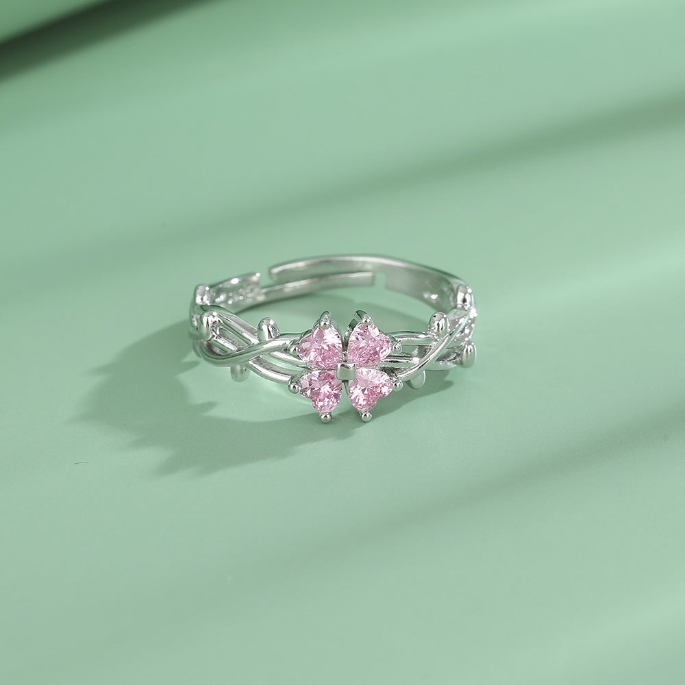 Zircon Clover Super Flash Love Index Rings