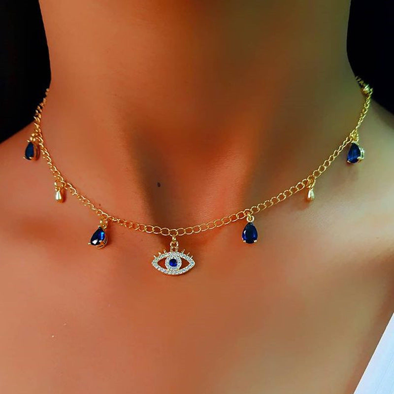 Women's European American Ornament Crystal Eye Summer Necklaces